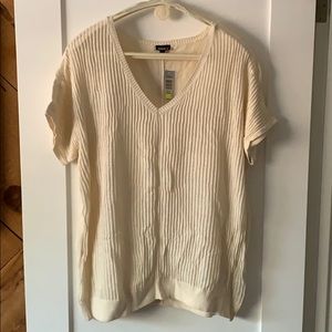 Torrid - Cream short sleeve v-neck sweater